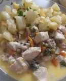 Pollo a la crema con papas al horno 🍗🥔