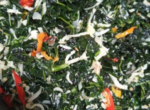 Foto resep 7. Oseng Daun Pepaya Jepang+Teri (hati2 bisa bikin nambah nasi)