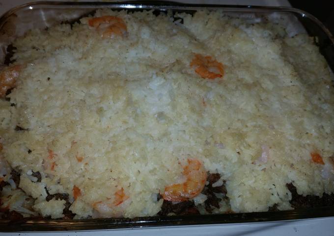 Step-by-Step Guide to Prepare Mario Batali Crazy garlic shrimp sausage rice and taters!