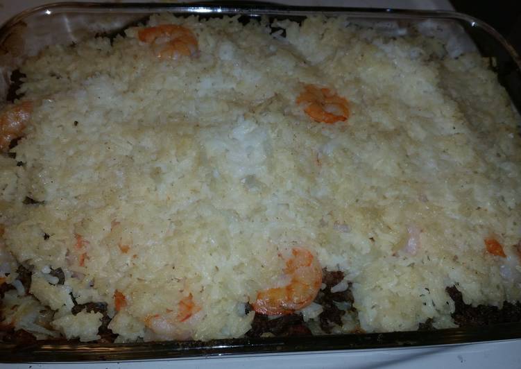 Recipe of Ultimate Crazy garlic shrimp sausage rice and taters!