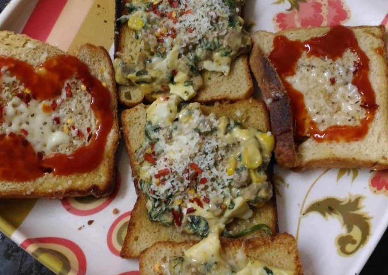 Spinach egg open sandwich