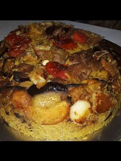 صورة لوصفة مقلوبه اللحم بالباذنجان