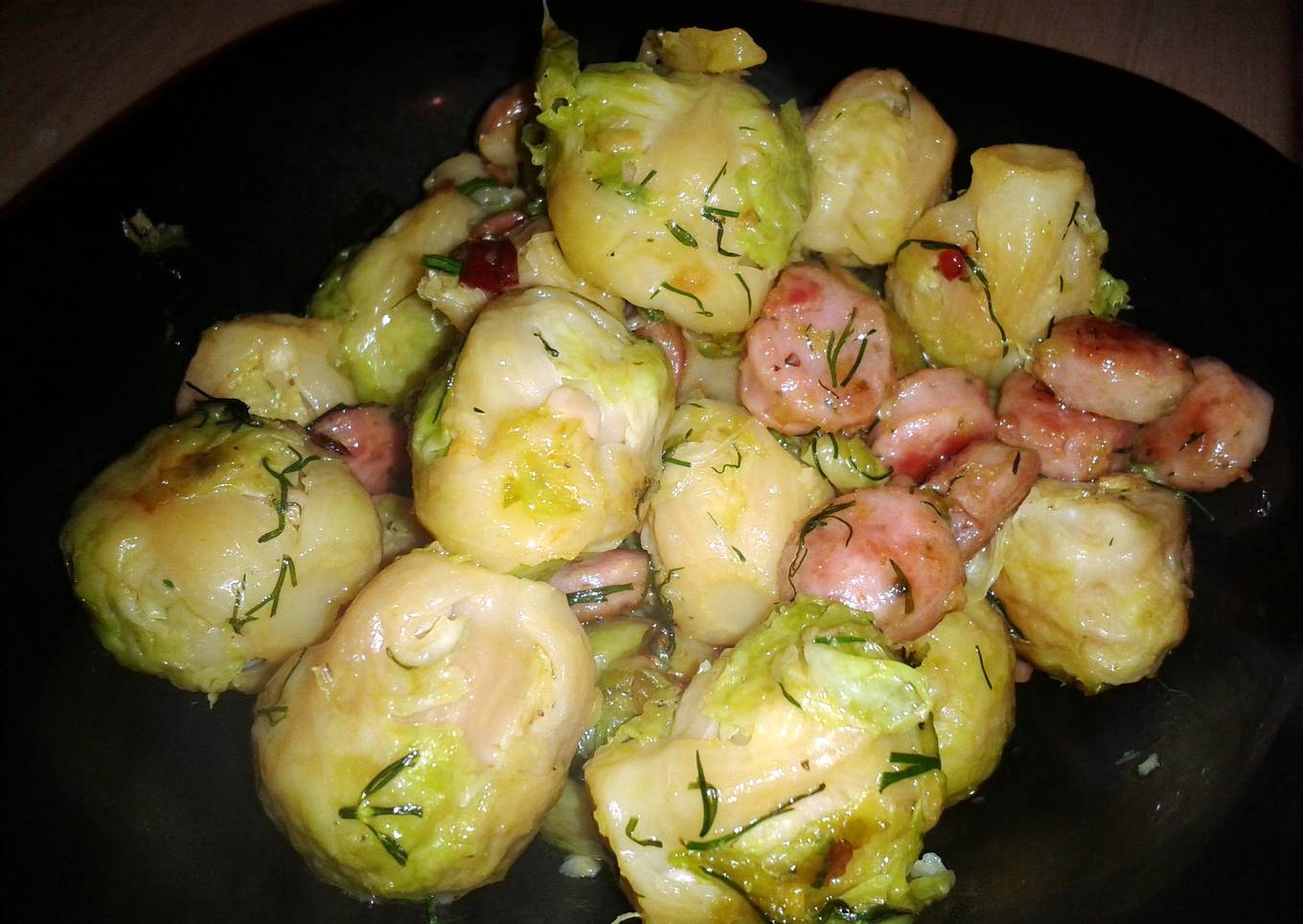 brussels sprouts with sausage and dill