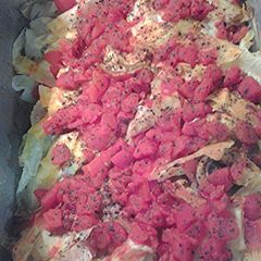 A picture of Pork and cabbage something or another.