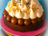 Torta brownie con dulce de leche y merengue 😍😍 molde de 24 cm