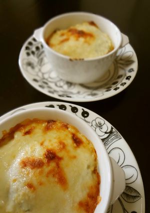 A picture of Taro Root Gratin with Sake Lees & Tofu White Sauce.
