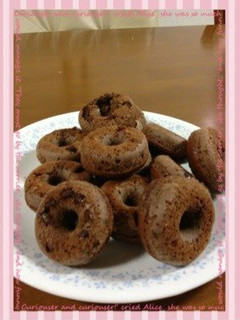 A picture of Using Pancake Mix, Oil-free, Baked Cocoa Doughnuts.