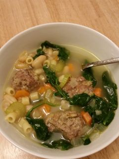 A picture of Italian meatball soup.