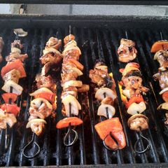 A picture of Grilled Honey Sesame Chicken Kabobs.