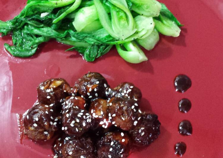 Asian Meatballs &amp; Fresh Bok choy