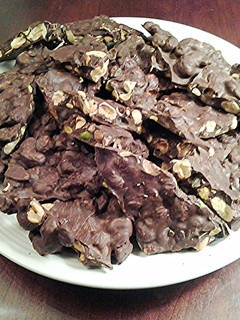 A picture of Chocolate Honey Roasted Nut and Fruit Bark.