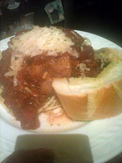 A picture of Brad's chicken parmesan.