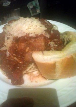 A picture of Brad's chicken parmesan.