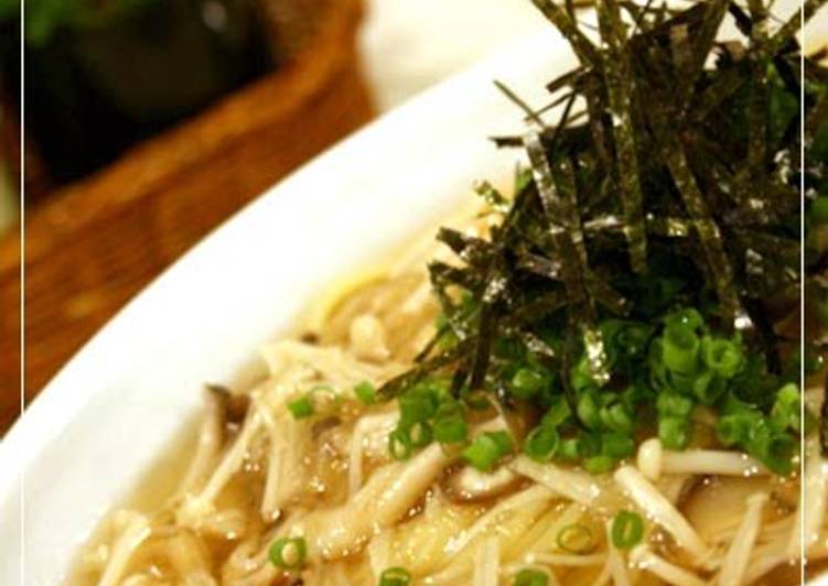 Recipe of Speedy Oil-Free Japanese-Style Ankake Sauce Spaghetti with Mushrooms