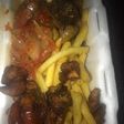 Fried Plantain and Irish Potatoes serve with pepper sauce