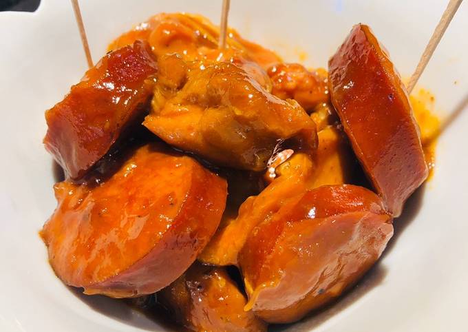Recipe of Speedy Crockpot Chicken 🐔 Kielbasa Bites