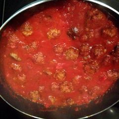 A picture of Italian Meatballs With Tomato Spaghetti.