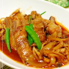 A picture of Pork Chop-Style Rolled Pork and Eggplant.