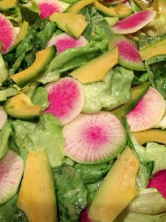 A picture of Butter Lettuce, Watermelon Salad and Avocado Salad.