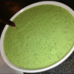 A picture of Hella Bangin' Peruvian Huacatay (Green) Sauce.