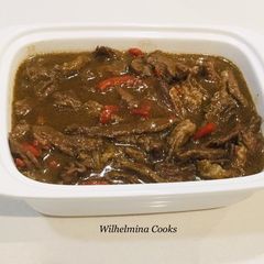 A picture of Beef Loin Steak Strips with Bell Peppers.