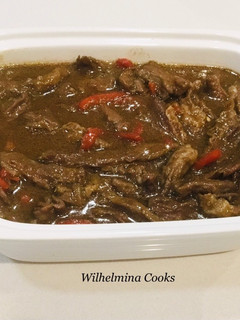 A picture of Beef Loin Steak Strips with Bell Peppers.