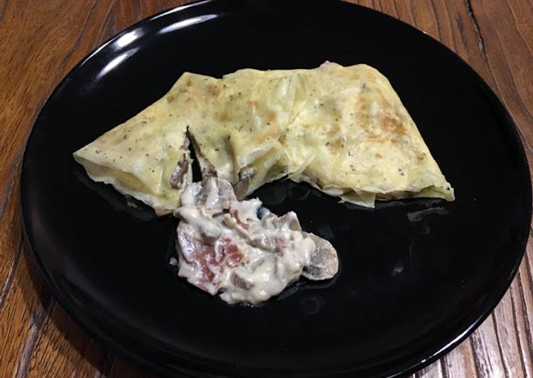 Crepes de champiñones y jamón serrano