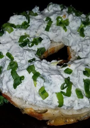 A picture of Mike's Creamy Feta Bagel Cucumber Spread Or Dip.