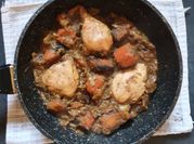 A picture of brussels sprouts and chicken