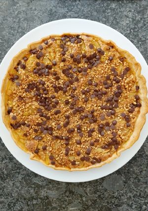 Une photo de Tarte poire chocolat amande