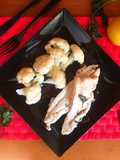 Gallo a la plancha y coliflor hervida