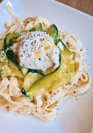 Une photo de Tagliatelle aux courgettes, crème de parmesan & ricotta 🧀