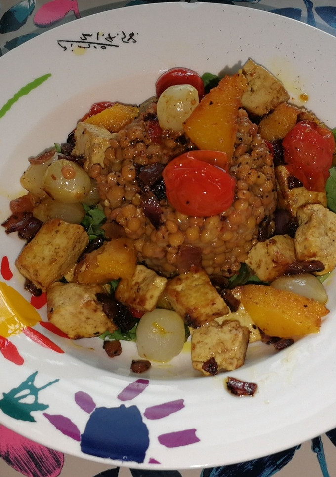 Una foto de Lentejas con arroz deconstruidas vegano 🌱vegetariana