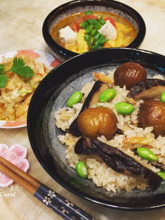 櫻花蝦香菇栗子炊飯(電子鍋版) 的食譜成品照片