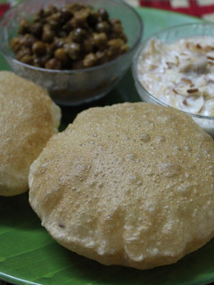 A picture of Navaratri Special Thali(Puri,Kale Chane,Sevai Kheer).