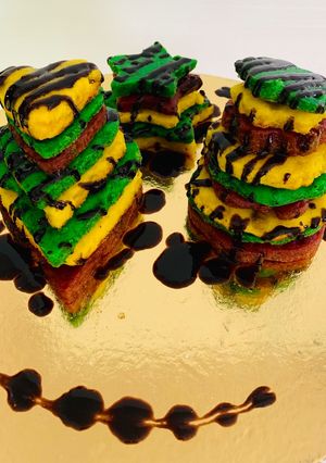 A picture of Pancake (beet,coriander,banana,turmeric).