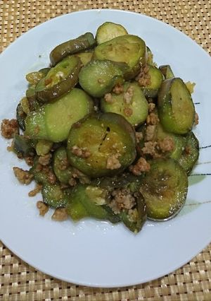 Hình của món Cà tím xào thịt băm.