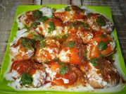 A picture of moong dal dahi bhallas