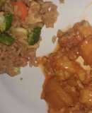 Arroz Chino Frito y Pollo agridulce