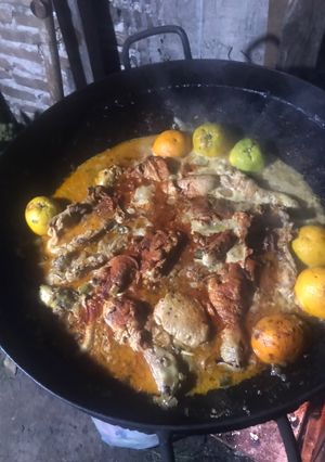 Una foto de Pollo a la naranja al disco