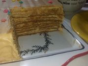 Una foto de torta de crema de cafe