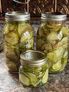A picture of Easy “almost canned” Bread and Butter pickles.