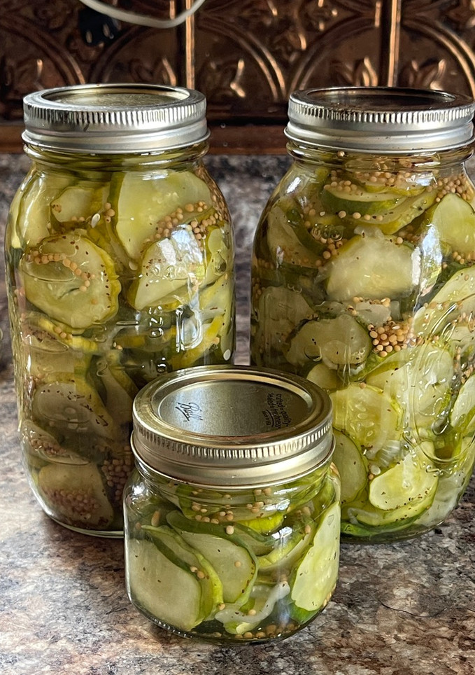 A picture of Easy “almost canned” Bread and Butter pickles.