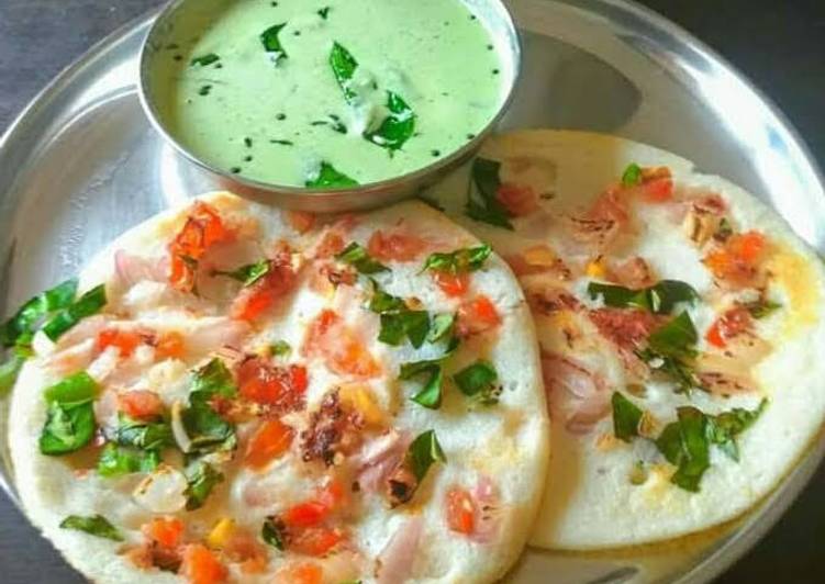 Simple Way to Make Quick Onion and tomato Uttapam