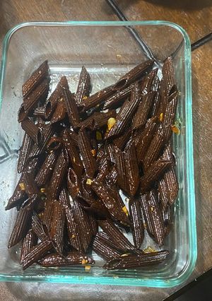 Hình của món Nui sốt cay.