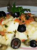 Baccalà con Pomodorini, Capperi Olive Nere