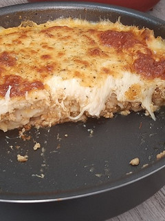 Foto de Lasanha de frango de massa de panquecas de descarte de levain