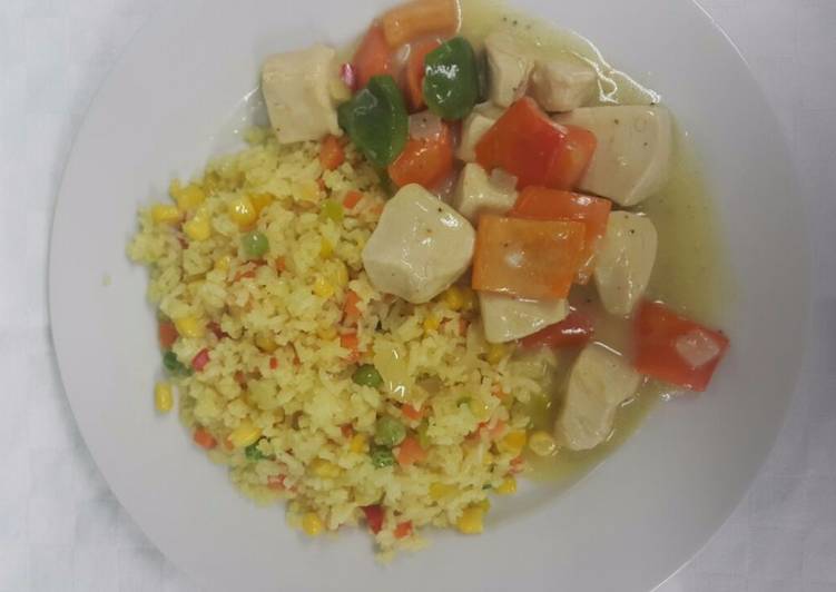 Simple Way to Prepare Super Quick Homemade Chicken ala king with vegetable  fried rice