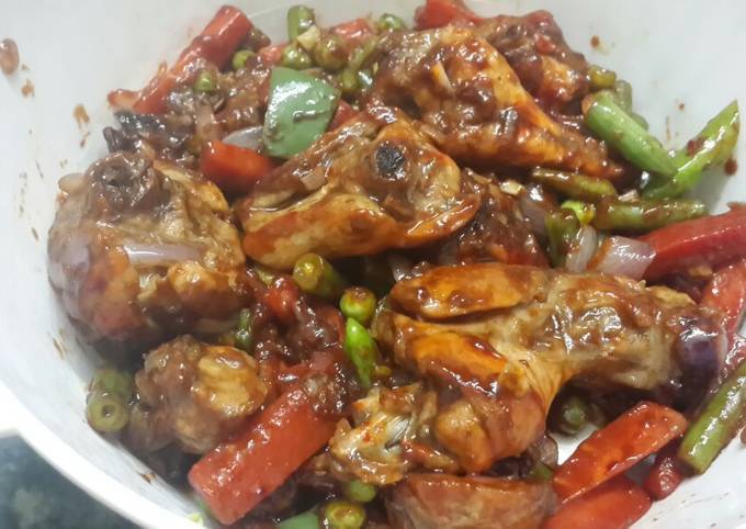 Honey glazed chicken with parboiled vegetables