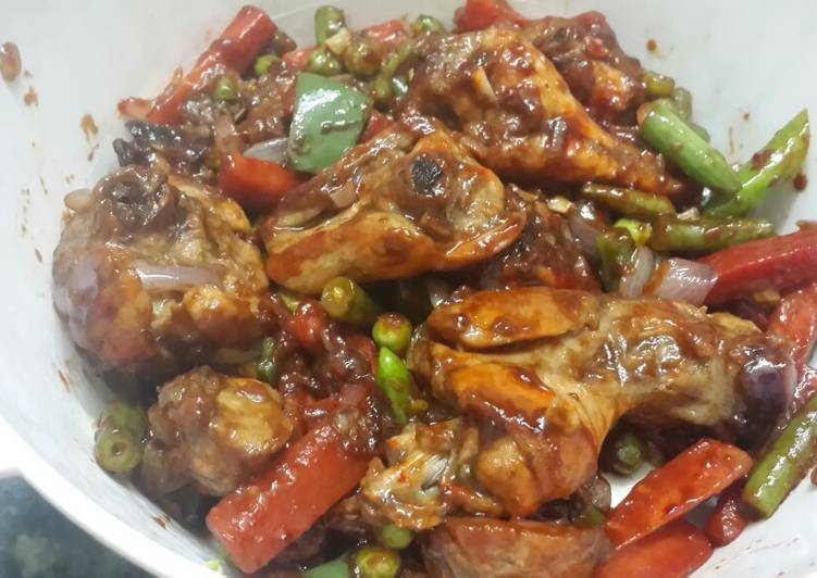 Recipe of Super Quick Honey glazed chicken with parboiled vegetables